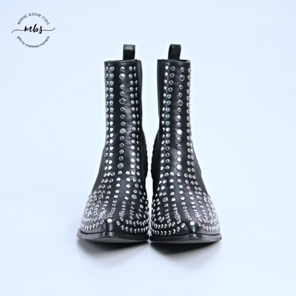 ShuShop Zsa Zsa Studded Boots Black Silver Women 6 - Picture 4 of 14